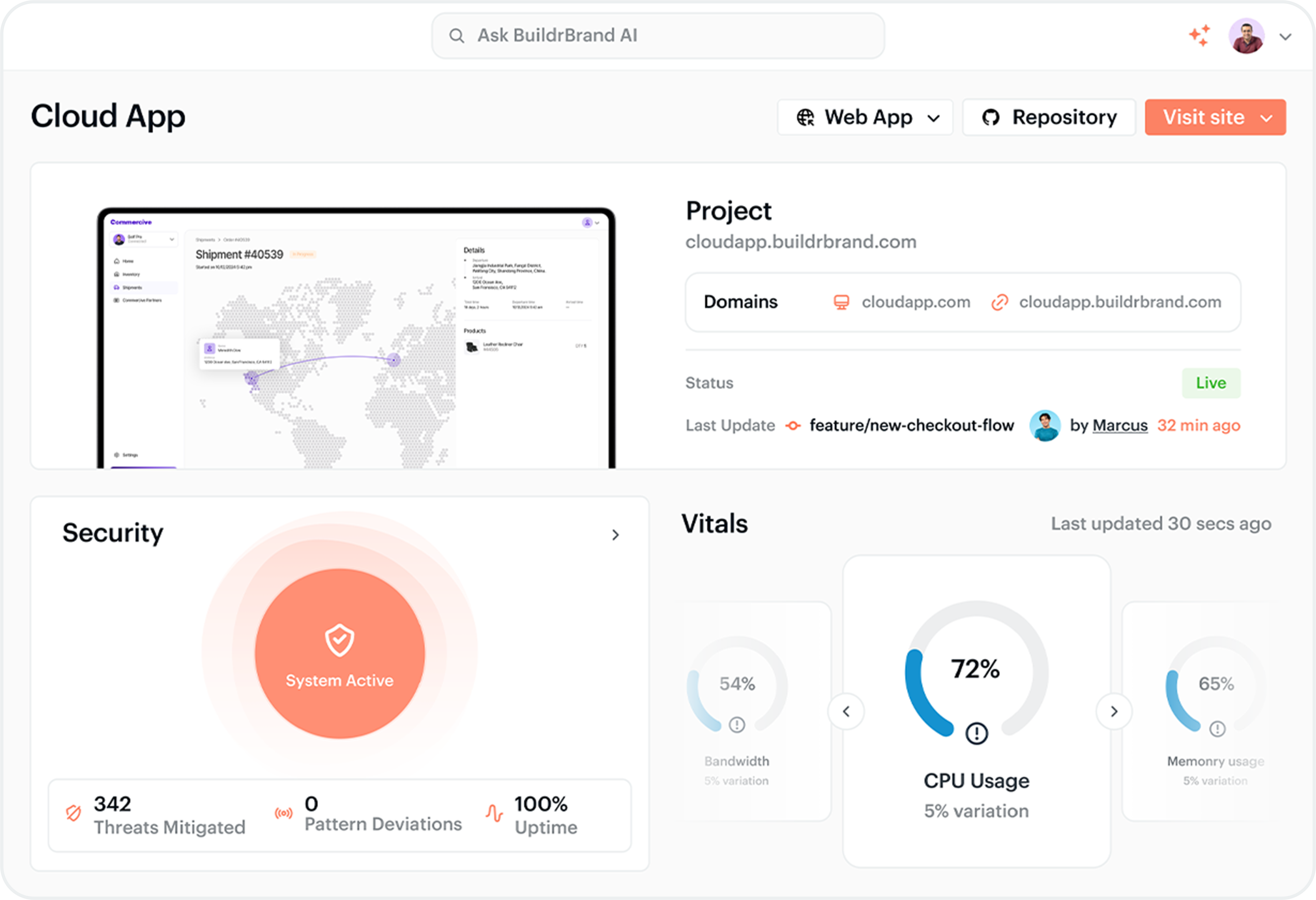Buildrbrand Launchpad dashboard